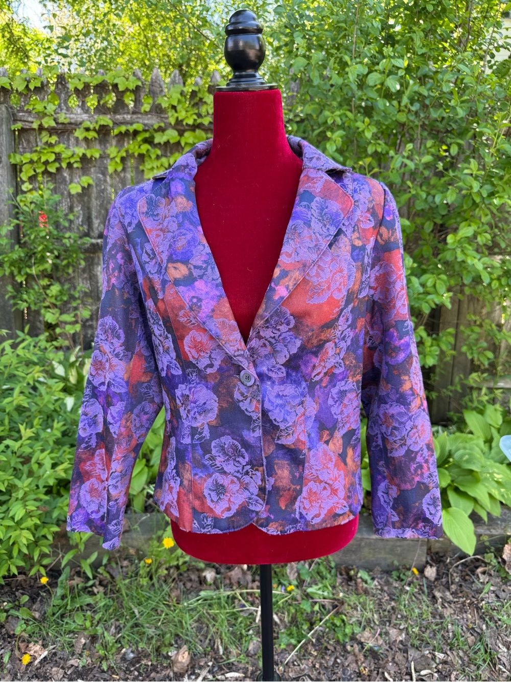 Coldwater Creek Purple and Orange Floral Blazer